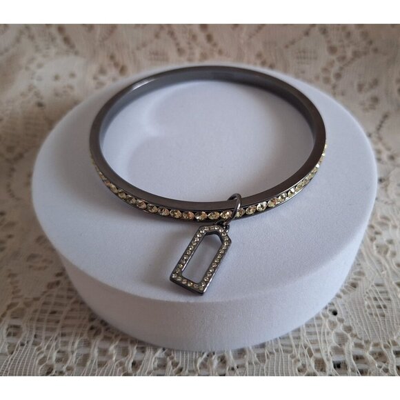 EUC Coach Bracelet Bangle Pave Crystal Lozenge Black 96416 - Picture 7 of 11